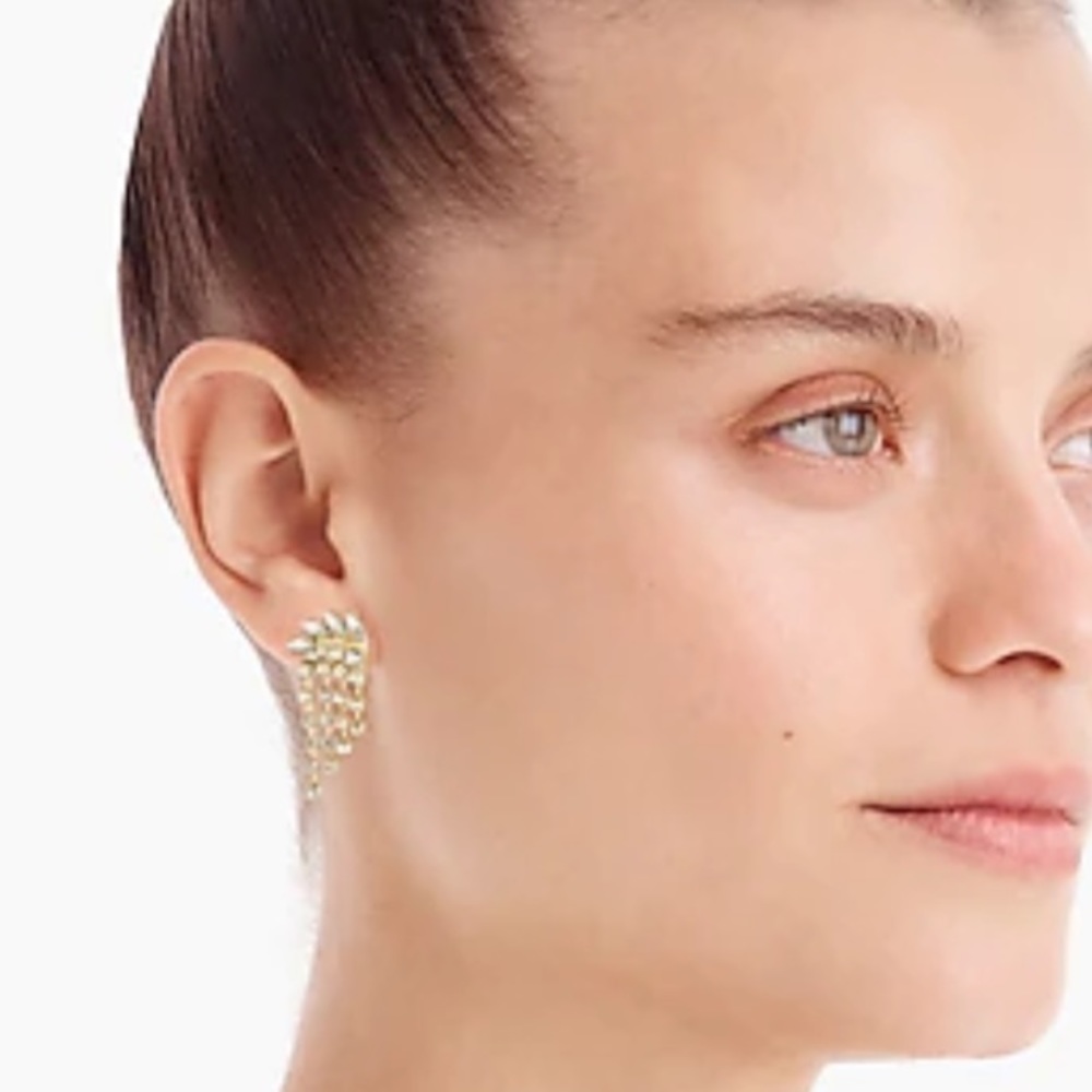 NWT J.Crew Factory Crystal Waterfall Earrings - Picture 3 of 4